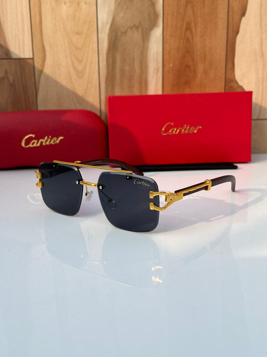 Cartier Luxury Rimless Sunglasses – Premium Gold Detailing
