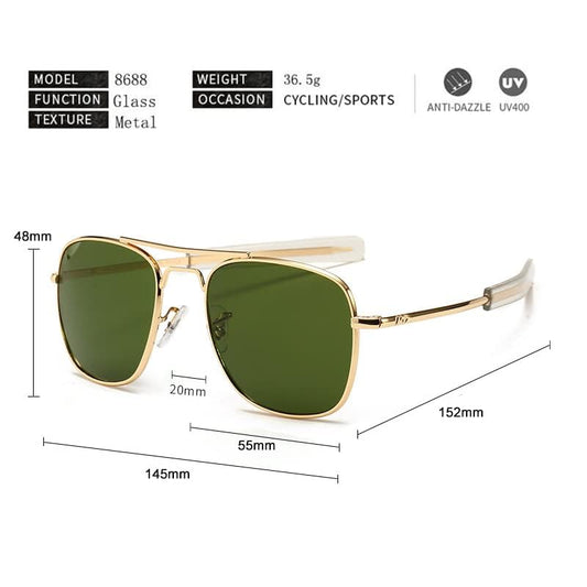 AO Original Pilot Sunglasses – Gold Frame with Green Lenses
