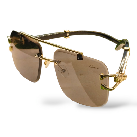 Gucci Luxury Rimless Gold Snake Sunglasses – Bold, Elegant & Iconic Design
