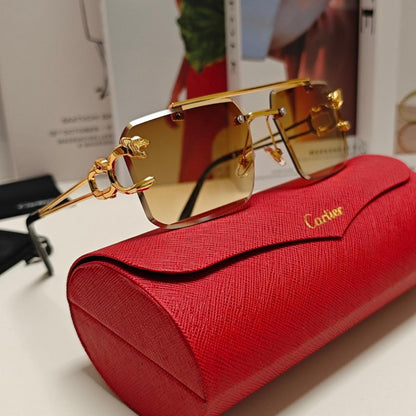 Cartier Luxury Rimless Sunglasses – Premium Gold Detailing
