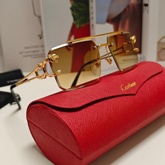Cartier Luxury Rimless Sunglasses – Premium Gold Detailing