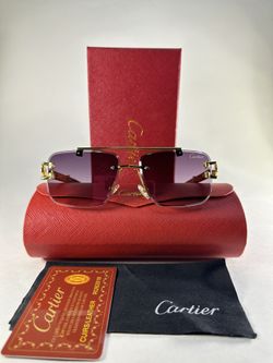 Cartier Luxury Rimless Sunglasses – Premium Gold Detailing