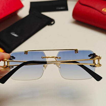Cartier Luxury Rimless Sunglasses – Premium Gold Detailing
